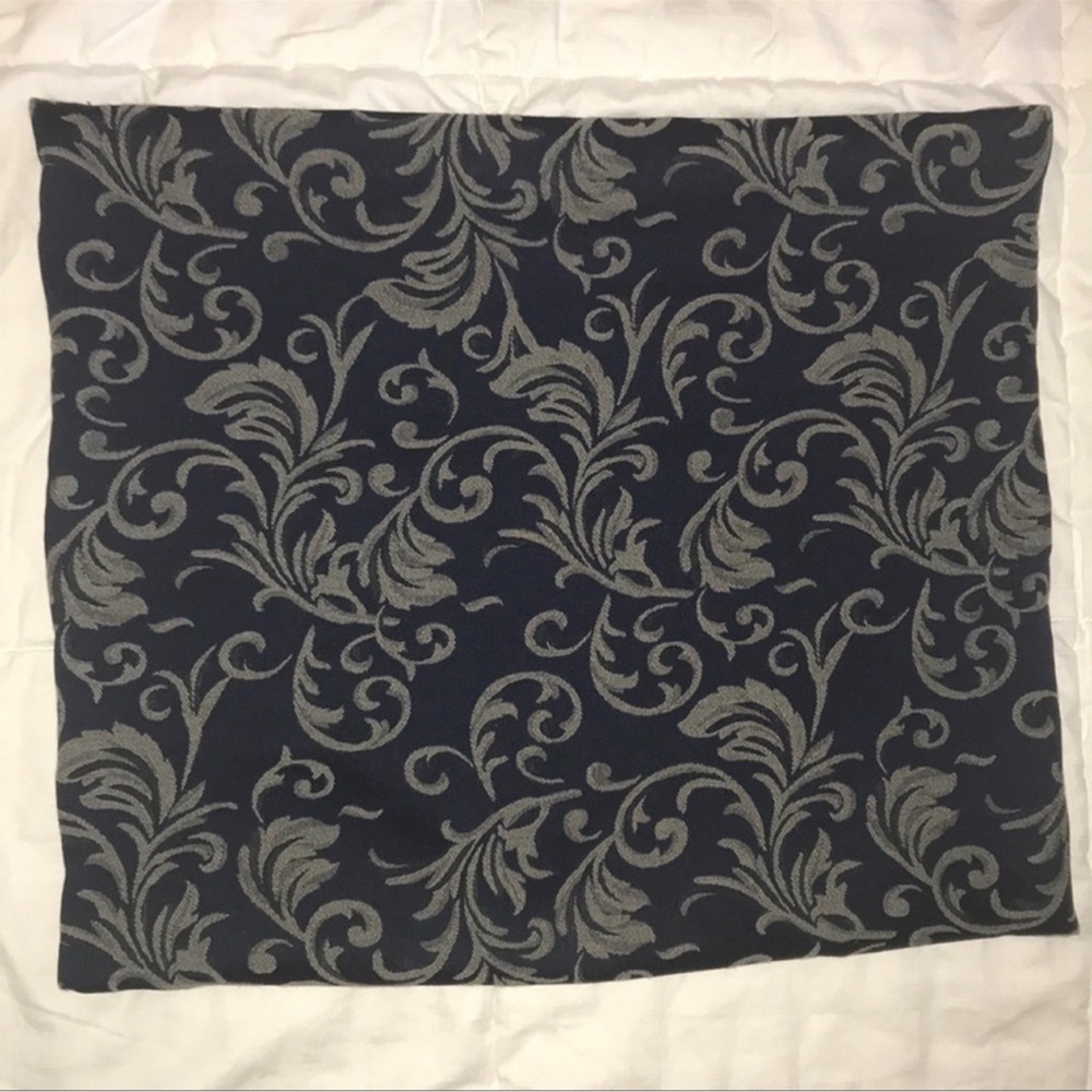 Navy Blue Embossed Leaf Scroll Pattern Pillow Sham